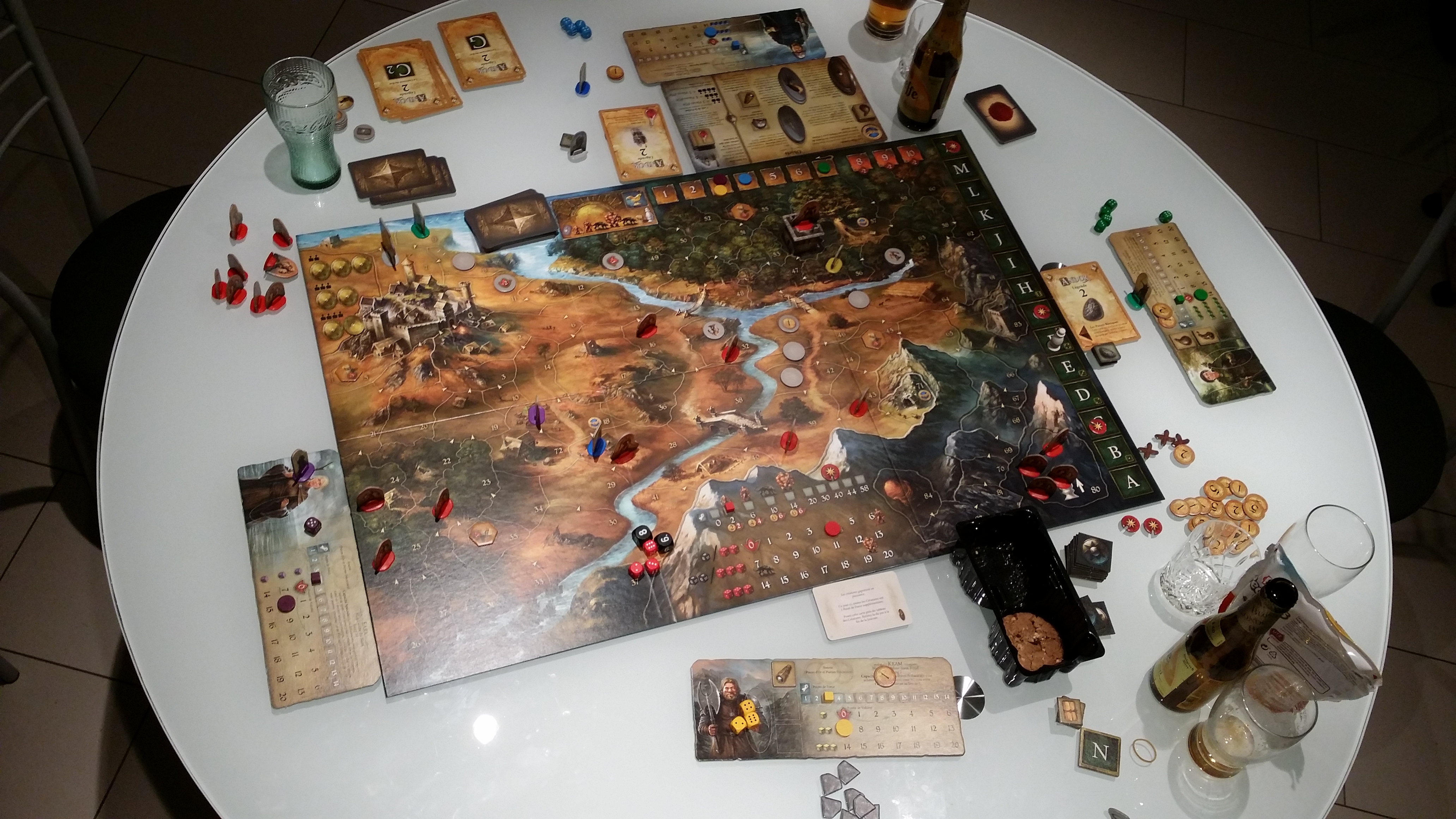 Vue d'ensemble d'une partie du jeu Andor